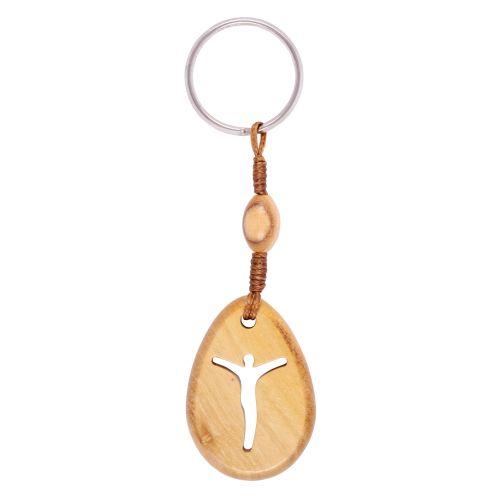 Our Jesus" keyring pendant made of olive wood