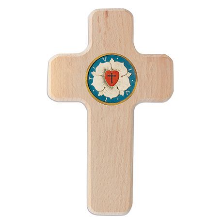 Wooden cross "Luther Rose", 500 years of the Reformation