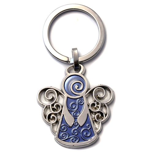 "Guardian angel" key ring with curls in blue