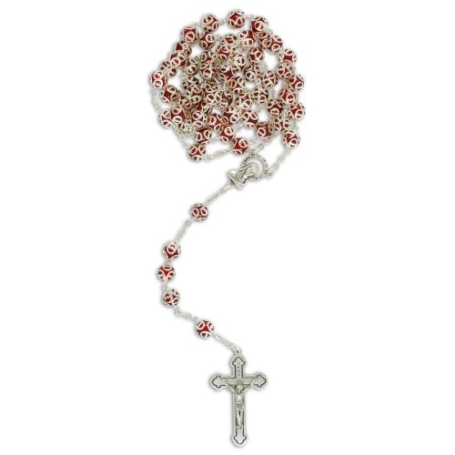 Rosary decorated bead, red