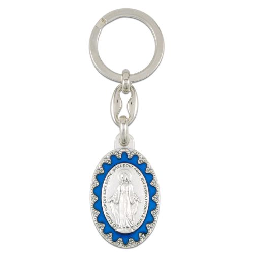 Schlüsselanhänger oval Maria Empfängnis, blau