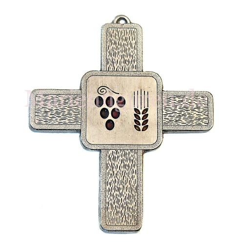 Pewter communion cross "Grape and ear of corn"