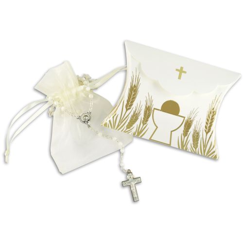 Communion gift set, mother-of-pearl rosary