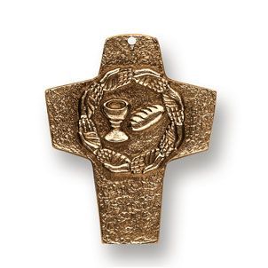 Kommunionkreuz "Brot und Wein", Bronze