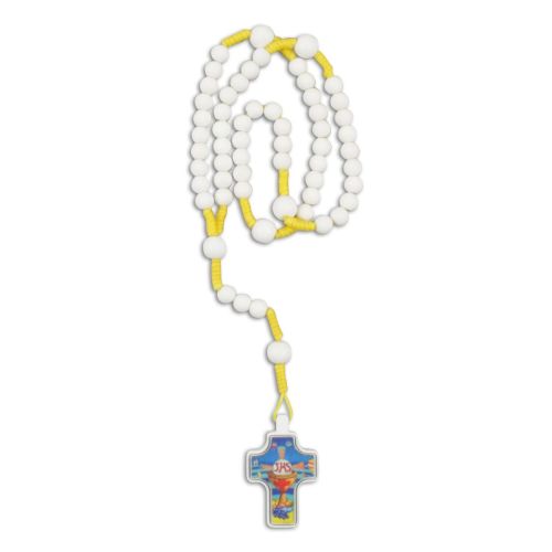 Rosenkranz mit Kommunionkreuz, geknüpft weiße Perle