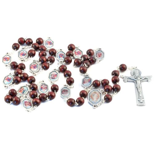 Stations of the Cross rosary, brown wood