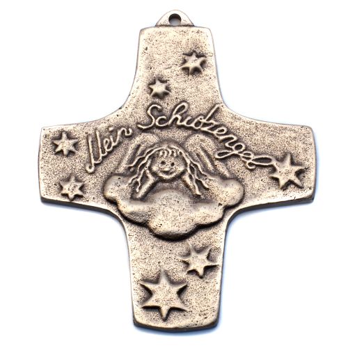 Kreuz Schutzengel aus Bronze