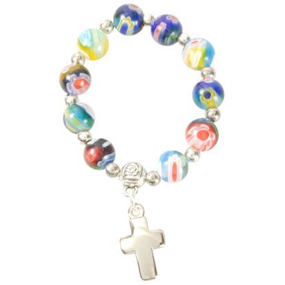 Glass finger rosary, colorful beads
