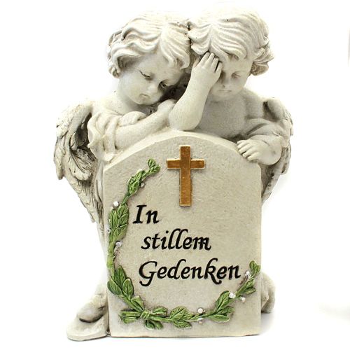 Grabschmuck Engelpaar am Stein trauernd "im stillen Gedenken"