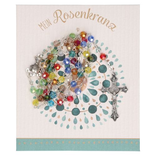 My rosary for First Communion, colorful faceted