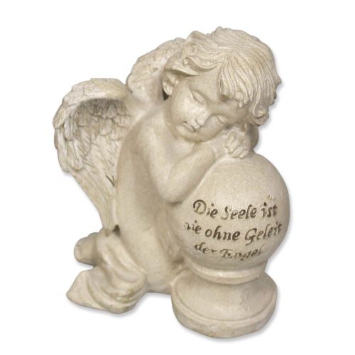 Angel kneeling by the sphere "The soul is never without the escort of angels"