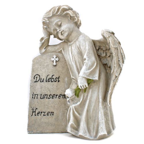 Grabschmuck Engel am Stein "Du lebst in unserem Herzen"