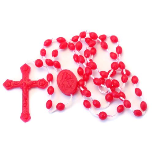 Plastic rosary, red