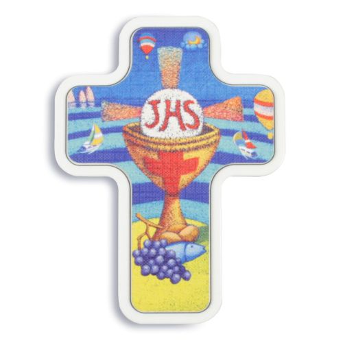 Wooden communion cross, white