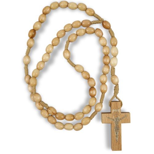 Wooden rosary oval natural knotted