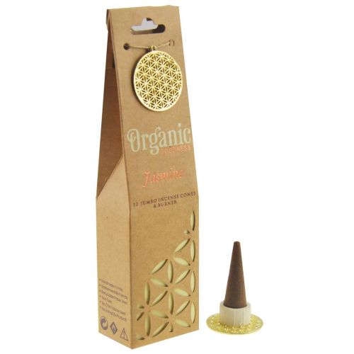 Jasmine incense cone, incl. metal flower of life
