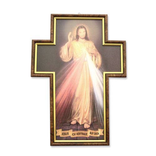 Picture in the shape of a cross "Merciful Jesus"