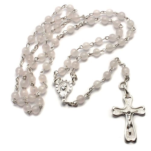 Rose quartz rosary genuine silver