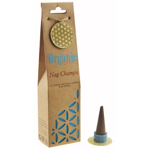 Nag Champa incense cone, incl. metal flower of life