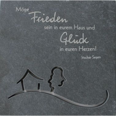 Schiefertafel "Frieden und Glück"