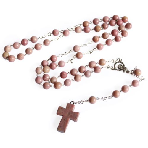 Rodonite rosary necklace