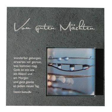 Slate plaque "Wonderfully protected by good powers" with glass