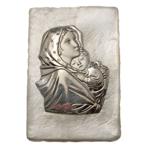 Mother-of-pearl rosary box Madonna with Jesus, 5x7 cm