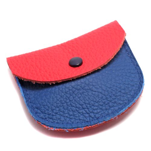 Leder Etui rot/blau