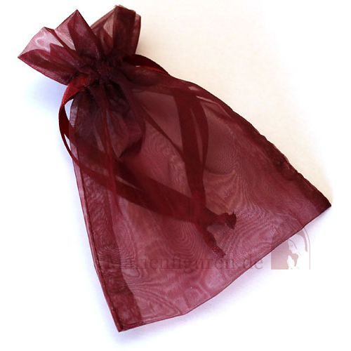 Rosary bag made of organza, wine red