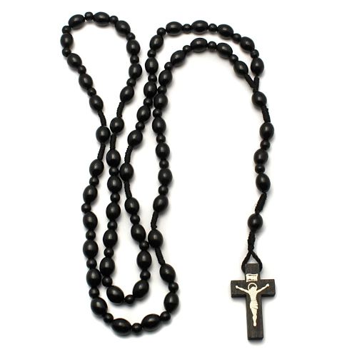 Rosary black, knotted with intermediate bead