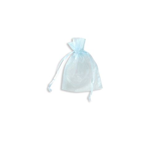 Small organza rosary bag, light blue