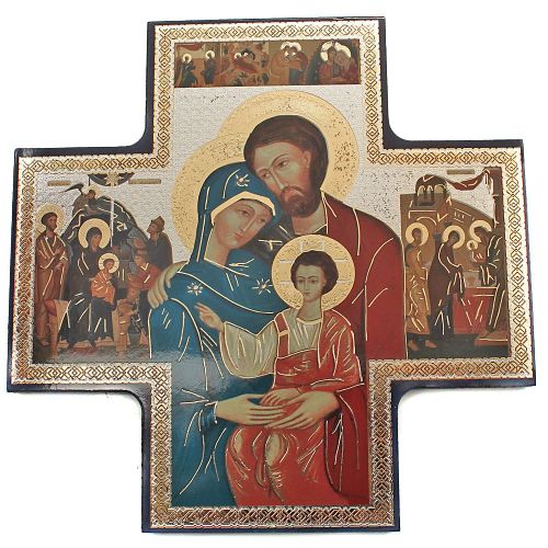 Icon cross Holy Family, 15 cm