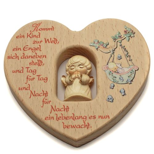 Children's room heart with carved angel, light