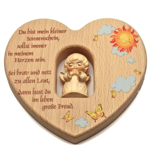 Children's room heart with carved angel, sunshine