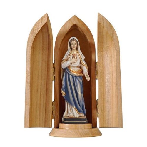 Herz Maria mit blauem Gewand in der Nische