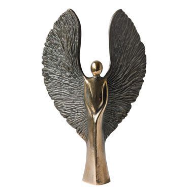 Engel mit geöffneten Flügeln 17 cm, Bronze