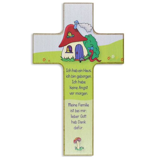 Children's cross mushroom house with saying