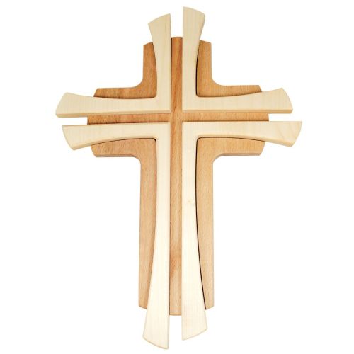 Wooden cross made of beech "Cross on cross", 34 cm
