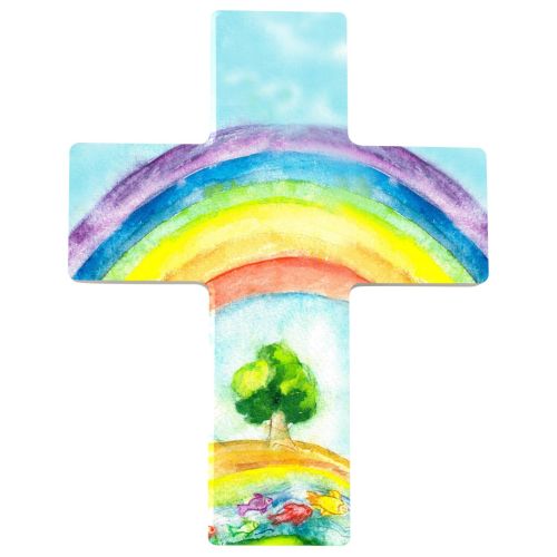 Mini Kinderkreuz, Regenbogen und Baum