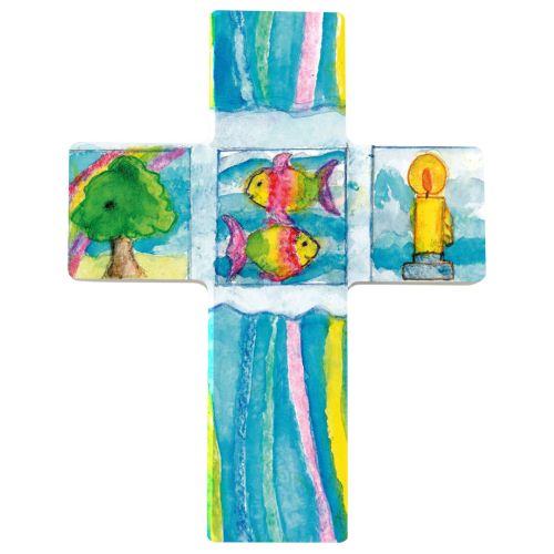 Mini Kinderkreuz, Baum, Fische und Licht