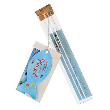 Congratulations card in a glass tube for communion