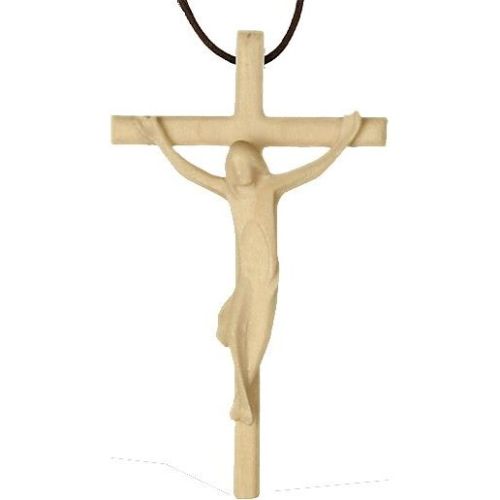 Kruzifix aus Holz naturbelassen als Kette