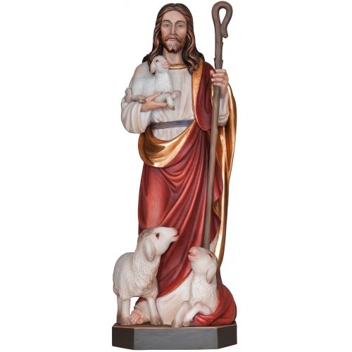 Jesus the Good Shepherd with staff and sheep