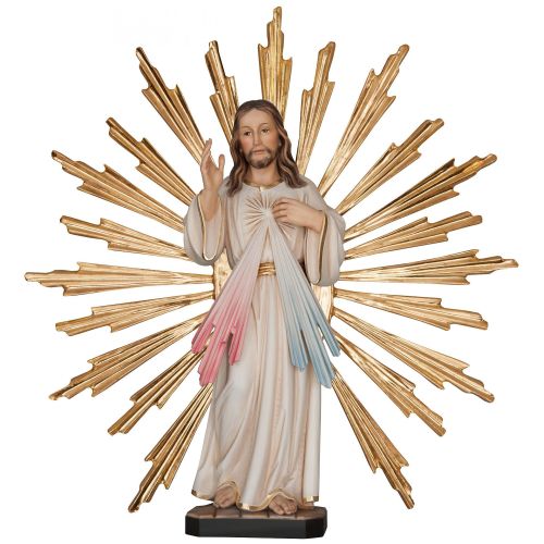 Barmherziger Jesus aus Holz mit Strahlenkranz