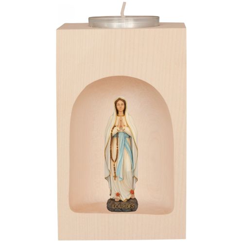 Teelichthalter mit Holz Madonna von Lourdes aus Südtirol
