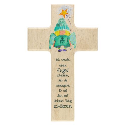 Kinderkreuz mit Schutzengel und Sternenballon, 20 cm