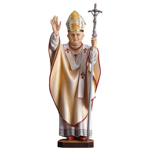 Papst Benedikt XVI mit Ferula, Holz