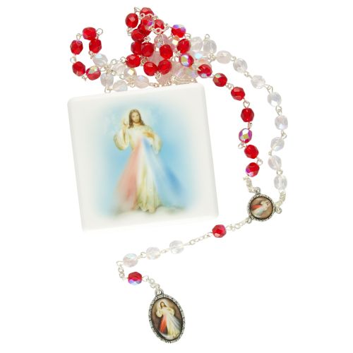 Rosary "Merciful Jesus" in plastic box with imprint