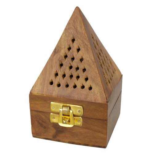 Räucherkegelpyramide aus Mangoholz, handgemacht