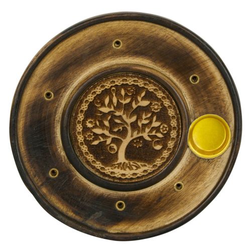 Wooden incense plate for incense sticks and incense cones